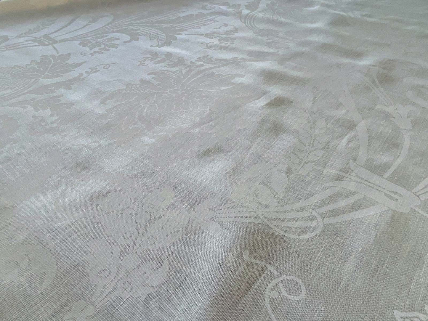 1.58y Brunschwig & Fils Upton Damask Linen Print Oyster White MSRP USD 254/Y