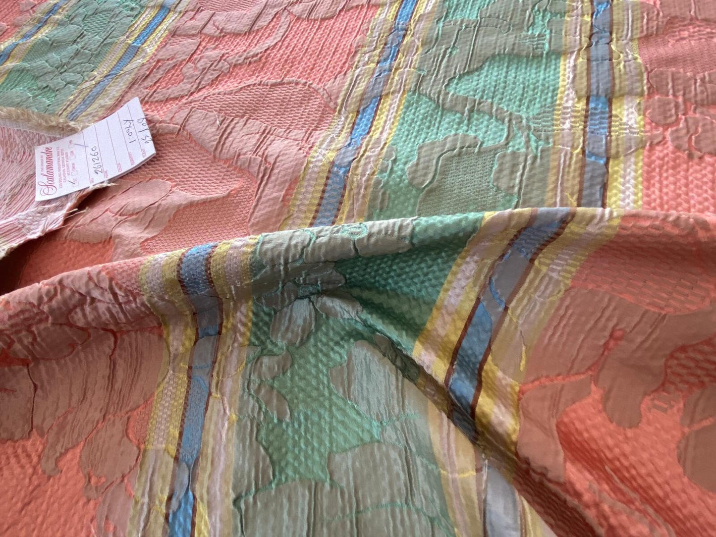 Scalamandre Rigato Vitozzi Green Apricot Peach Floral Stripe MSRP USD204/yd