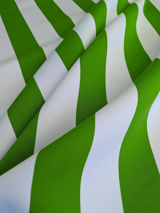Scalamandre " Barbados Lime & Off White Outdoor Tropical Wide Stripe MSRP USD 138/Y Old World Weavers"