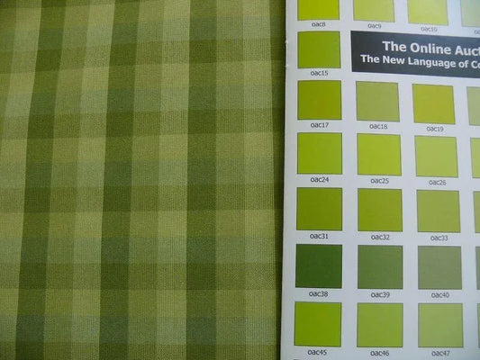 Smart! By Yard Donghia Apple Green Plaid Check Cotton& Viscose Mid-Century MSRP USD 180/yard