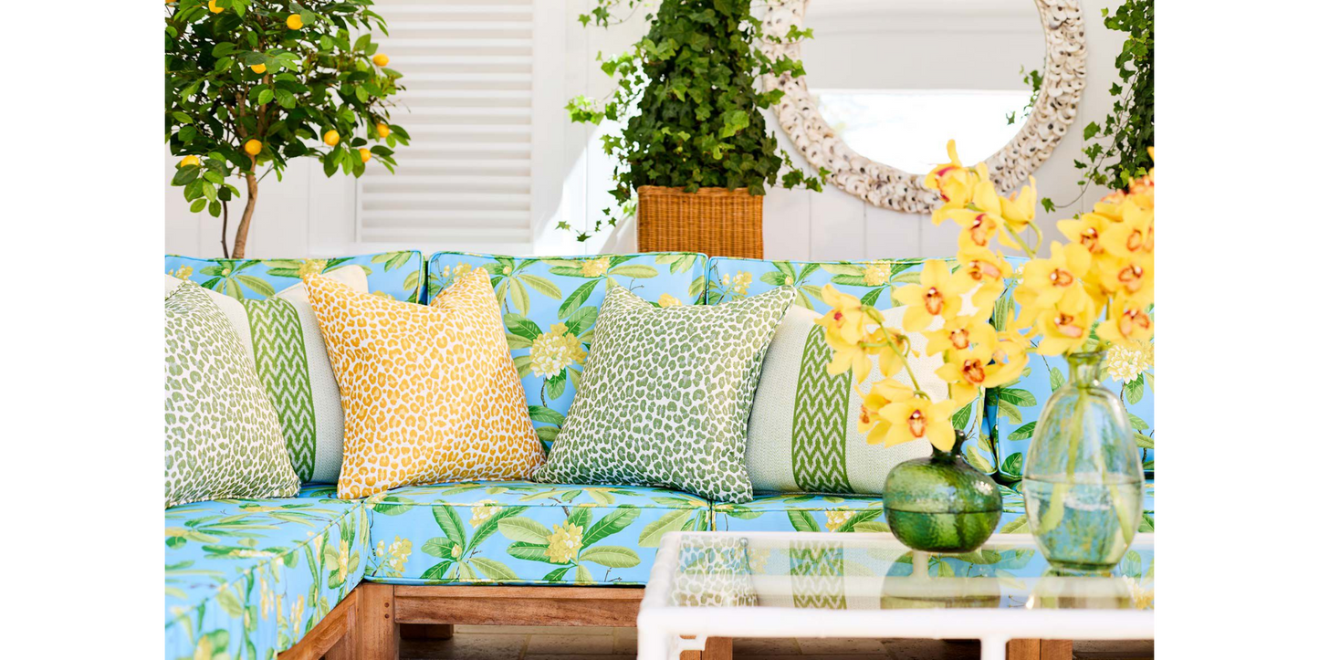 Scalamandre Pillow Case Square Seychellies Tape Palm Green Solid Ikat 23"x24" inches 12-Ev49