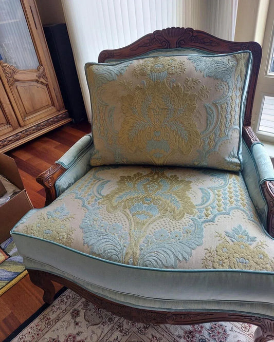 Scalamandre Lacerta Damask Cut Velvet Aqua Chartreuse MSRP USD 256/Y