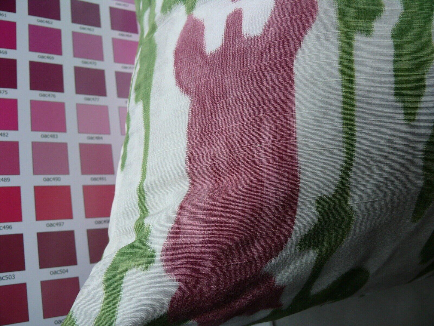 Scalamandre Designer Pillow 18x18" BIG! Ikat Green Pink Yellow