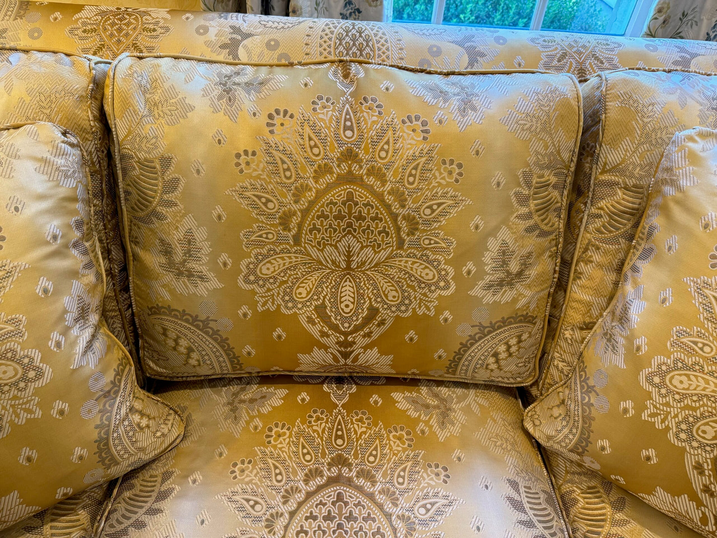 Scalamandre Teodora Ochre Gold Old World Weavers Silk Damask Renaissance ArtichokeTraditional Damask MSRP USD 338/Y