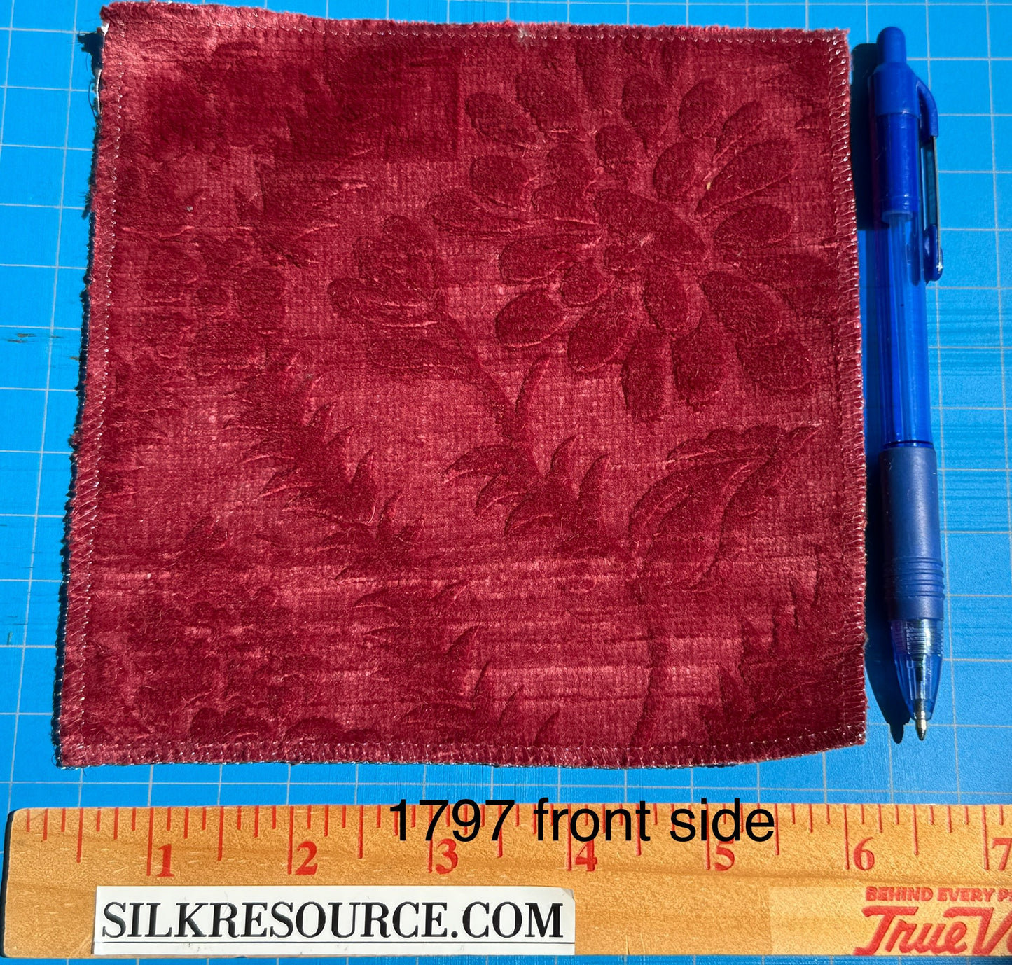 By yard Walled Garden Linen Velvet Gauffrage Rose Peony Lily Tulip Renaissance Embossed Velvet Indian Red MSRP USD 898/Y