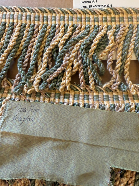 Special Order Brunschwig & Fils Frange Torse Fringe 5in - Royan Green Grey Yellow Viscose MSRP USD136/y