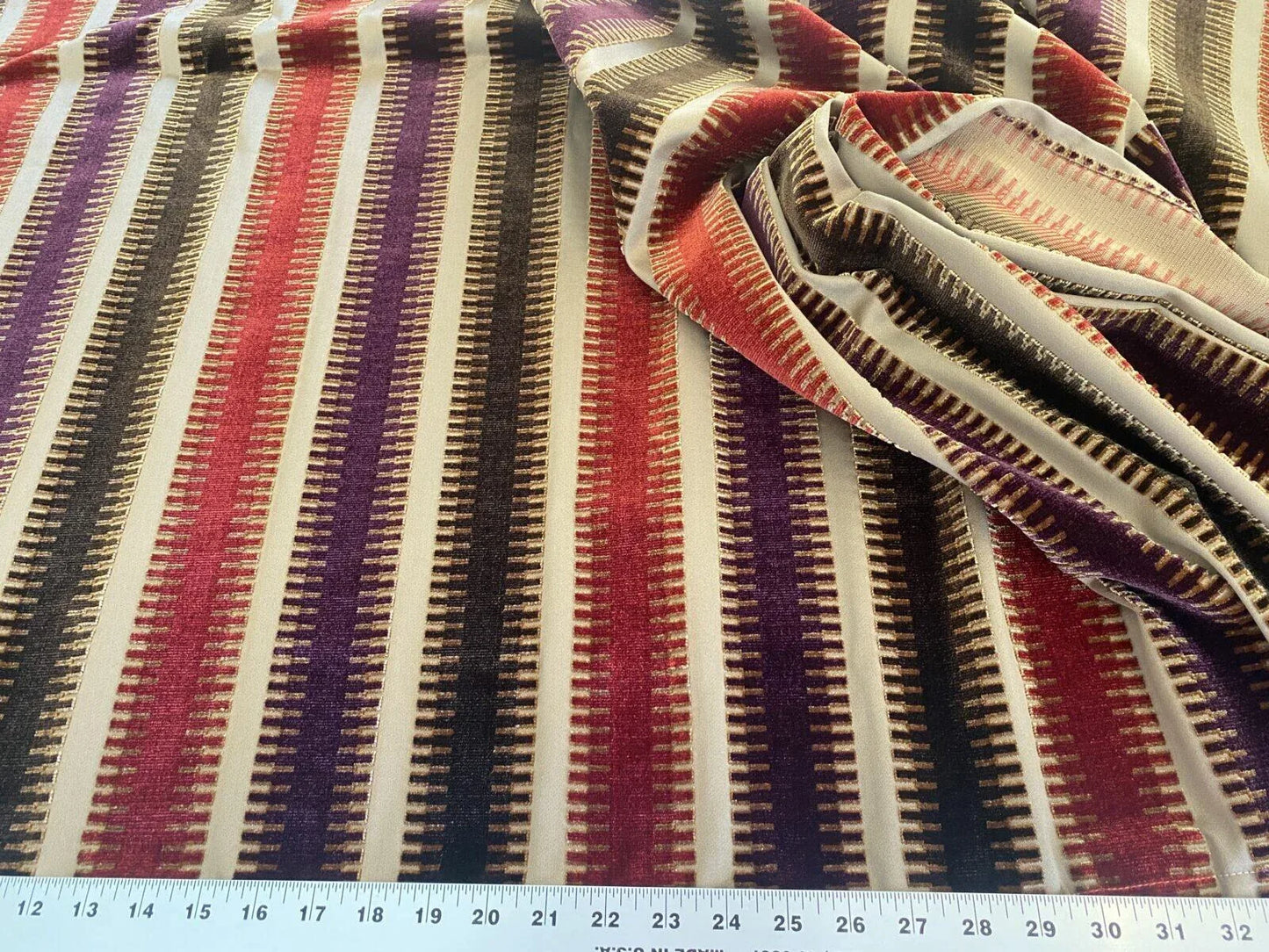 2.35yds Scalamandre Colony Indianapolis Silk Velvet Cut Velvet Burnt Raspberry Red Purple Brown Chocolate MSRP USD 830/Y