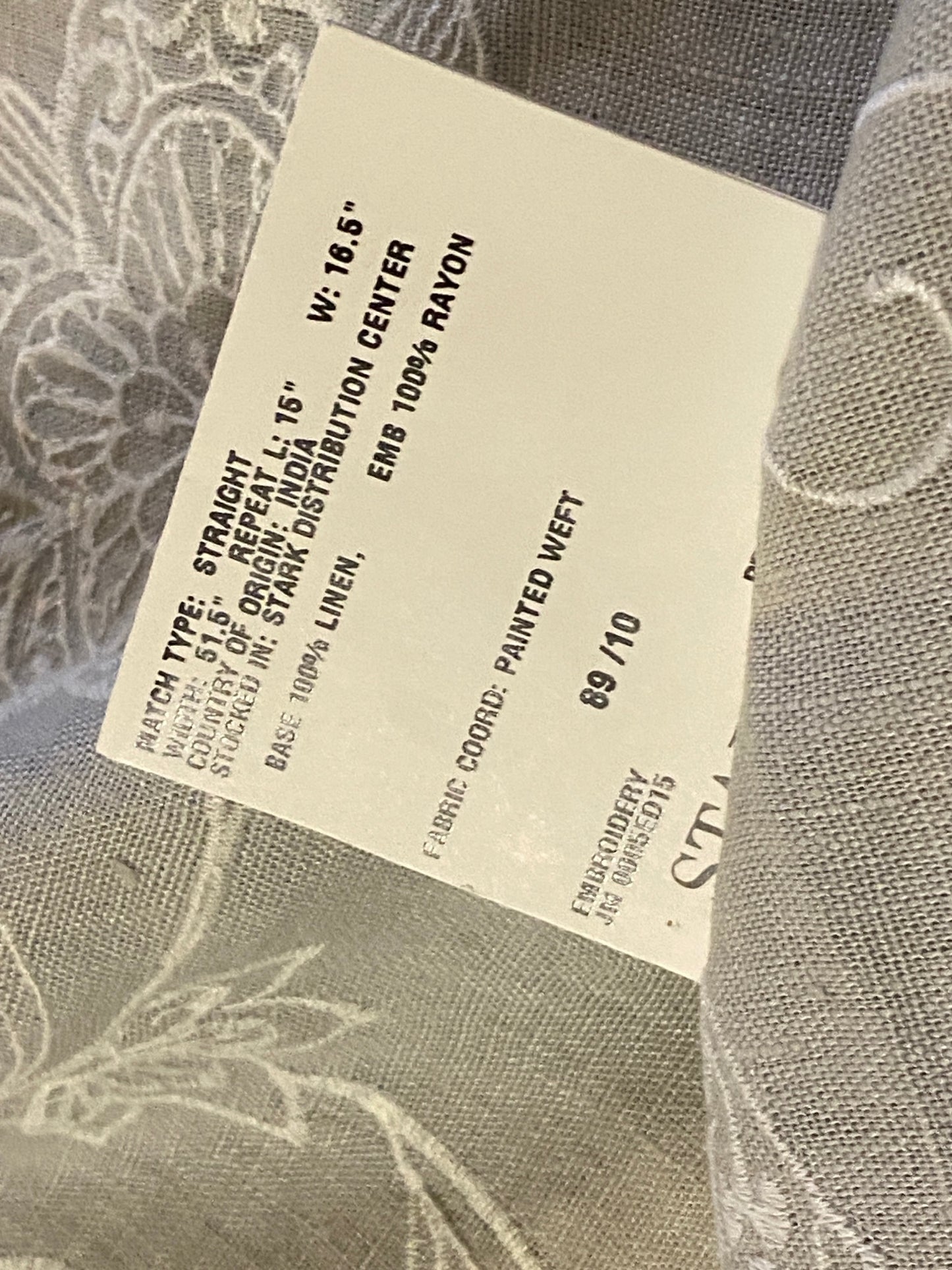 1 Berkbox54 1.2 yard Scalamandre Madhavi Khaki on Ivory Embroidery Minor Defect MSRP USD 272/Y