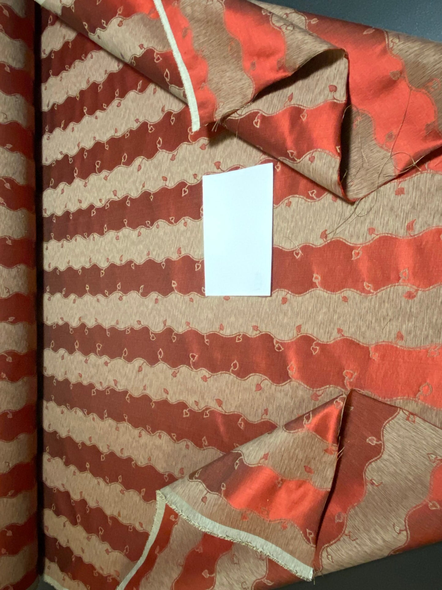 Old World Weavers Silk Leaves Stripe Russet Red Foliage Lampas MSRP USD216/y