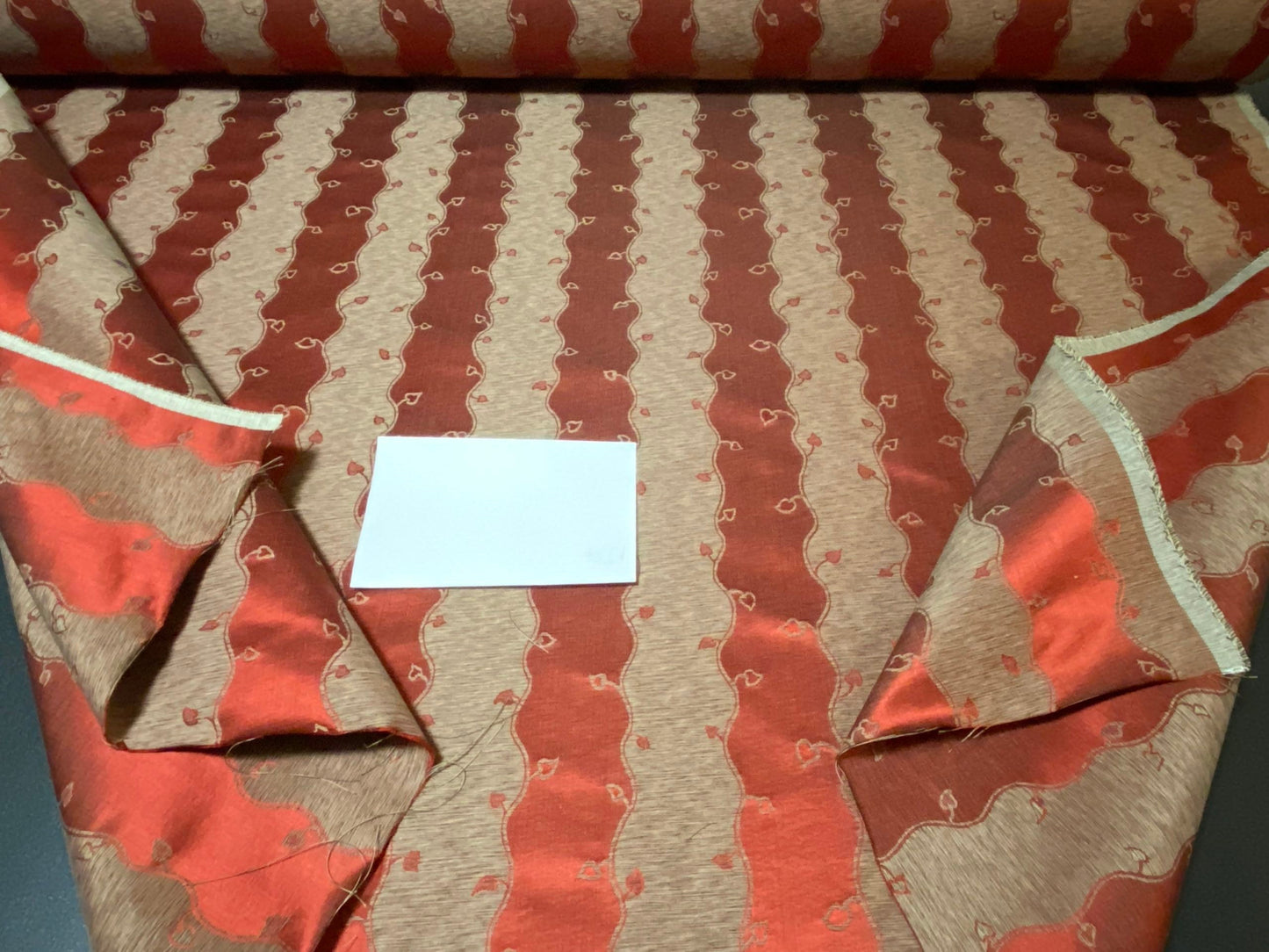 Old World Weavers Silk Leaves Stripe Russet Red Foliage Lampas MSRP USD216/y