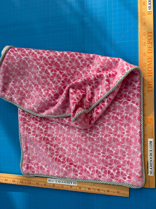 Pillow Case only Scalamandre Hinson Colorpop Petal Velvet in Pinks with Cord Trim Pink MSRP$398