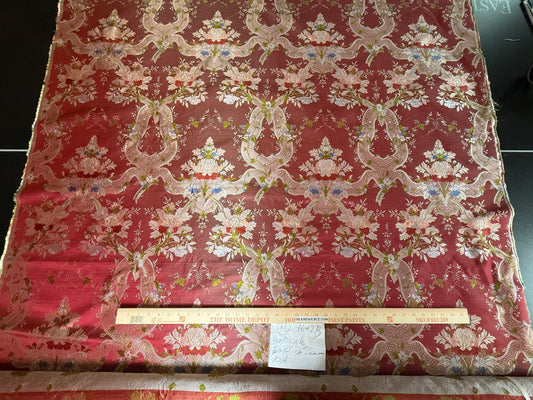 100%silk Lampas Basilica Crimson Red French Court Lace Marie Antoinette By Yard