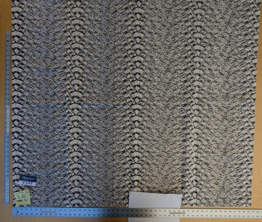 18 EV44 1.2yd Scalamandre Komodo Modern Nature Carbon Gray Black Beige Embroidery Print Abstract