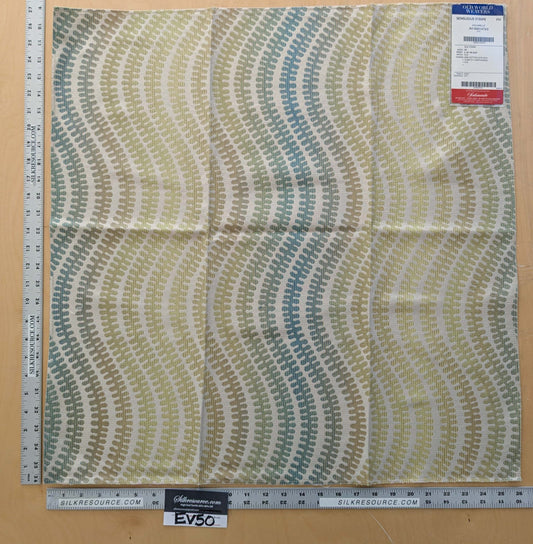 74 EV50 27" x 26"Scalamandre Fonthill Square Silk Sensuous Stripe Aquarelle Ombre Green Blue MSRP USD 356/y