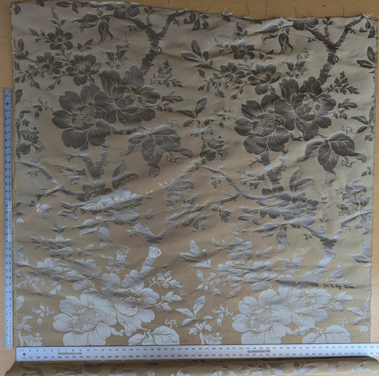 Scalamandre Tassinari and Chatel Argenson Dore Silk Damask Brown Gray Renaissance Floral MSRP $1200+/Y