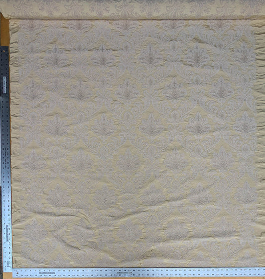 Lovelace Embroidery Renaissance Damask Silk Faille Fabric - Light Yellow - By The Yard