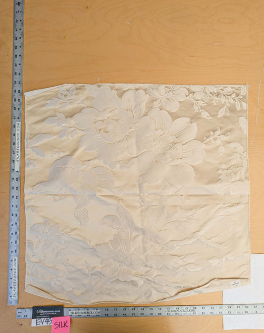 15 EV45 Silk Square 24" x 25" Tassinari and Chatel Argenson Dore Beige Floral Botanical Foliage MSRP USD 1200+/y Small Tape Stain