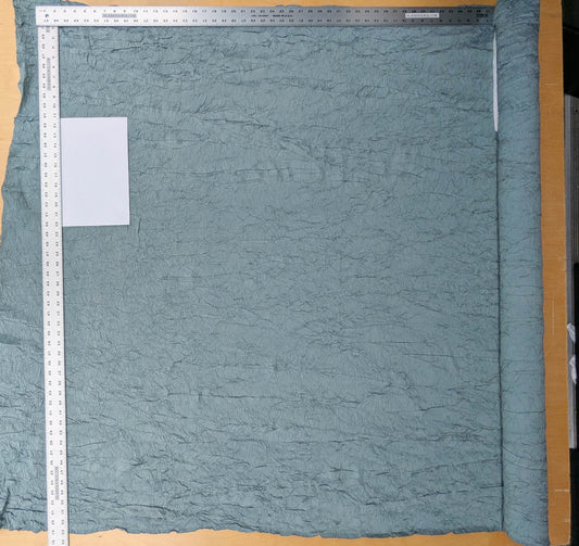 Designer Crinkled Silk Metallic Solid Fabric - Teal Blue - By The Yard