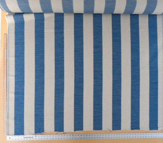 Scalamandre Indy Blue Linen Cotton Blend Texture Stripe Sophisticated Heavy Duty - By The Yard
