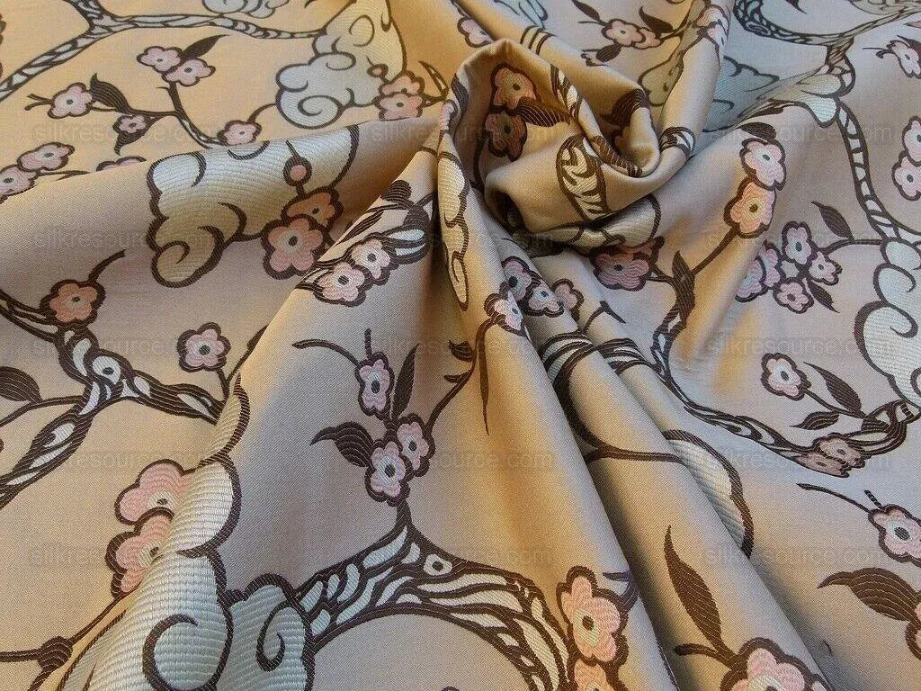 by yard High End Asian Cloud Cherry Lampas Blend THICK GORGEOUS MSRP USD 200/Y