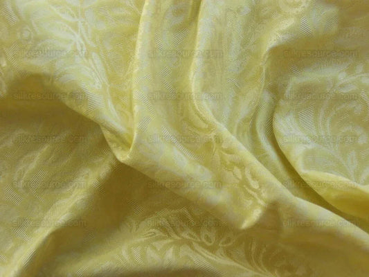 Scalamandre Calista 100% Silk Damask Lemon Yellow Silver Silk Vine Foliage Damask