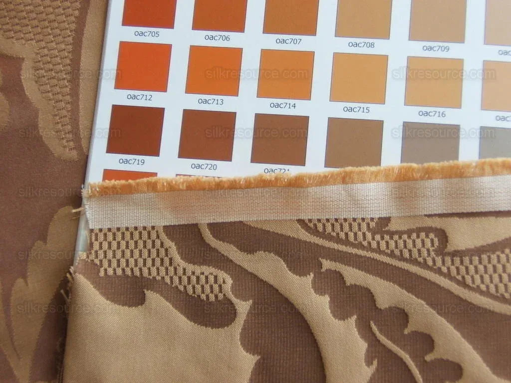 By Yard Brunschwig & Fils Lorenzo Rubelli Silk Damask Renaissance Chocolate Brown Gold