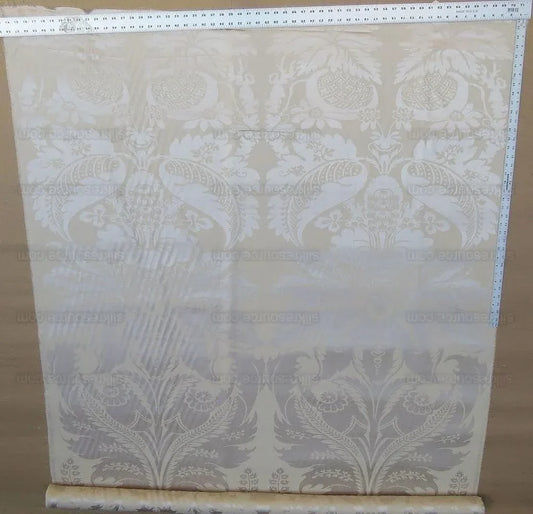 Lee Jofa Serenity flax Beige Silk Wool Pomegranate Rose Large Scale Renaissance Damask Historical