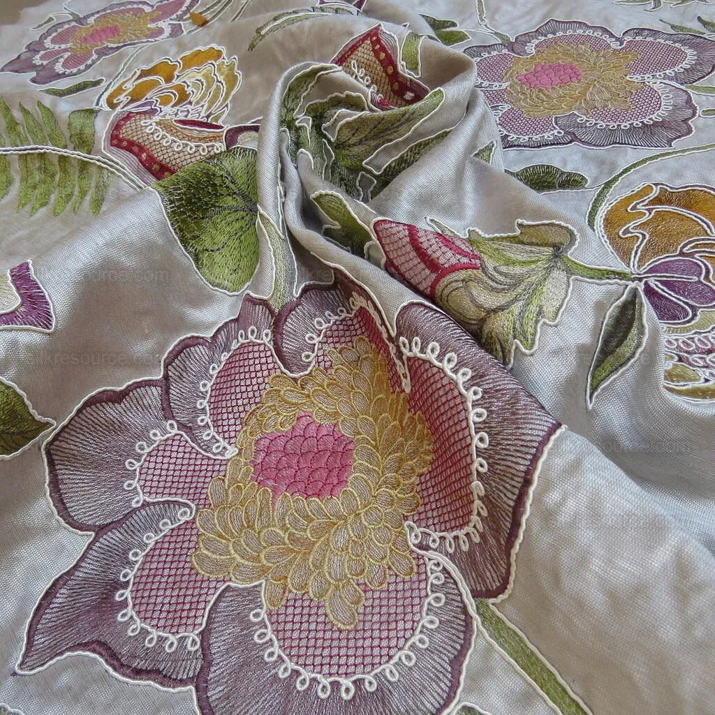 By Yd Kravet Couture Floral Thread Corded Embroidery Exquisite Jacobean Flowers MSRP USD 350/Y
