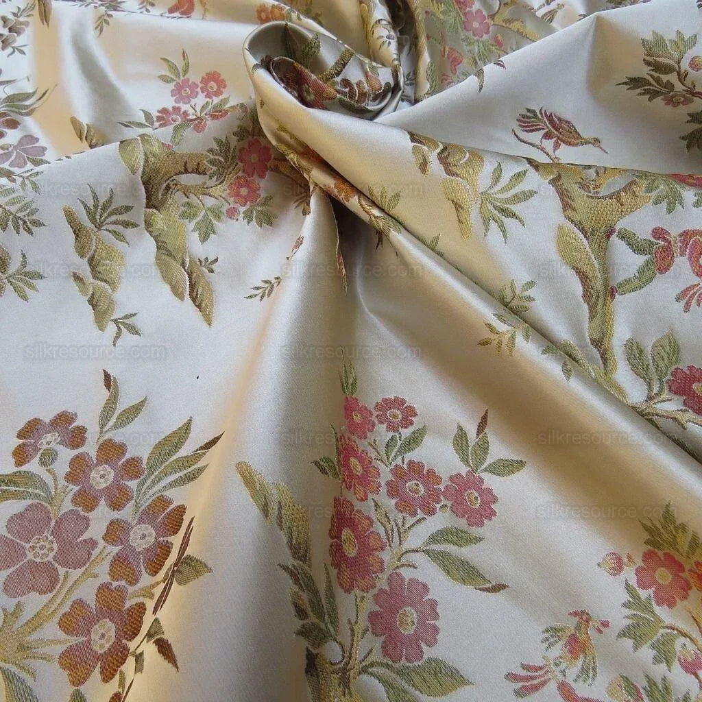 2.5y Kravet Couture Silk Garden Joy In Spring Flower Bird Chinoiserie MSRP USD 432/Y