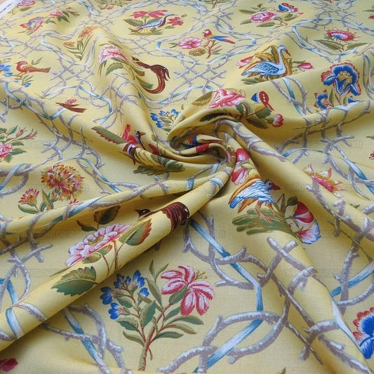 Bty Brunschwig & Fils Serenata Folk Art Chinioserie Flower Bird MSRP USD 396/Y