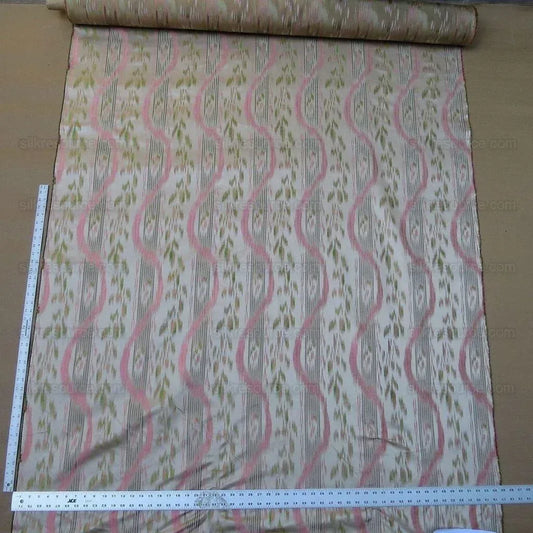 By Yd Lee Jofa Ikat Silk Shell Leaf Pink Green Stripe Foliage MSRP USD 220/Y