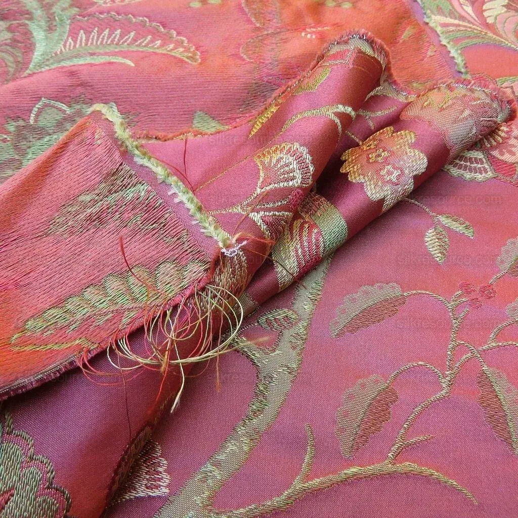 By Yd Lee Jofa Buttermere Silk Chinoiserie Bird Floral Brick Red MSRP USD 298/Yard