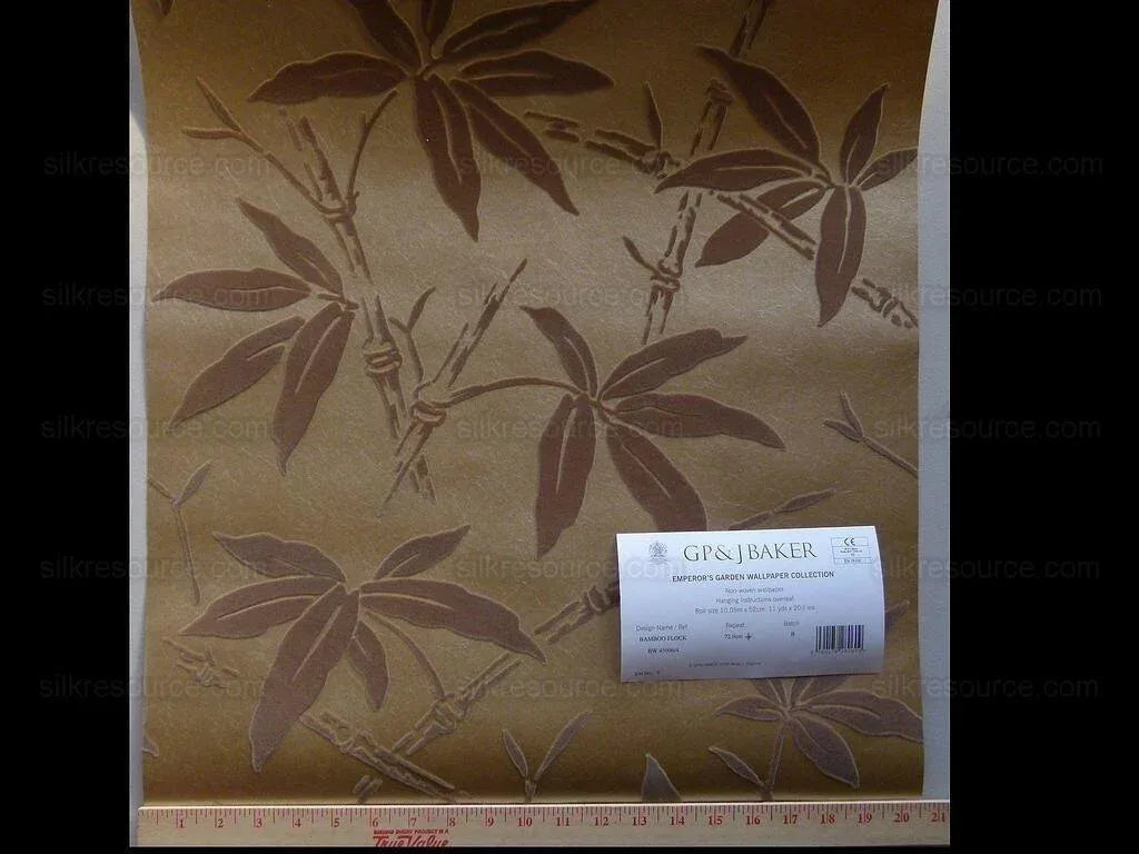 Lee Jofa J P & J Baker Bamboo Flock Bronze/pewter Wallpaper Bamboo Grove Chinoiserie Double Roll 10.9Y MSRP$220