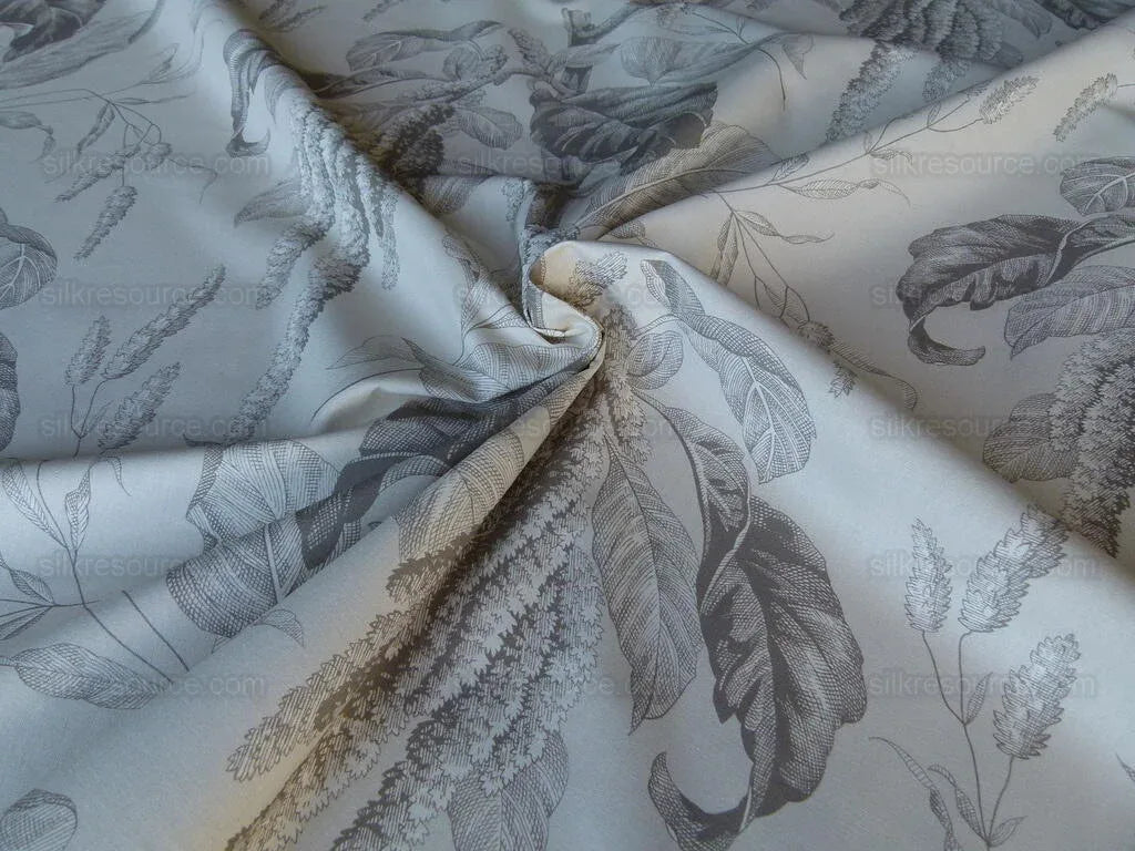 By Yard Lee Jofa Camille Sand/Grey 100% Cotton Print Foliage from France MSRP USD196/Y
