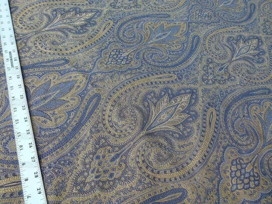 By Yard Lee Jofa Sarsen Paisley Sapphire Blue Silk/cotton Damask Renaissance MSRP USD 176/y