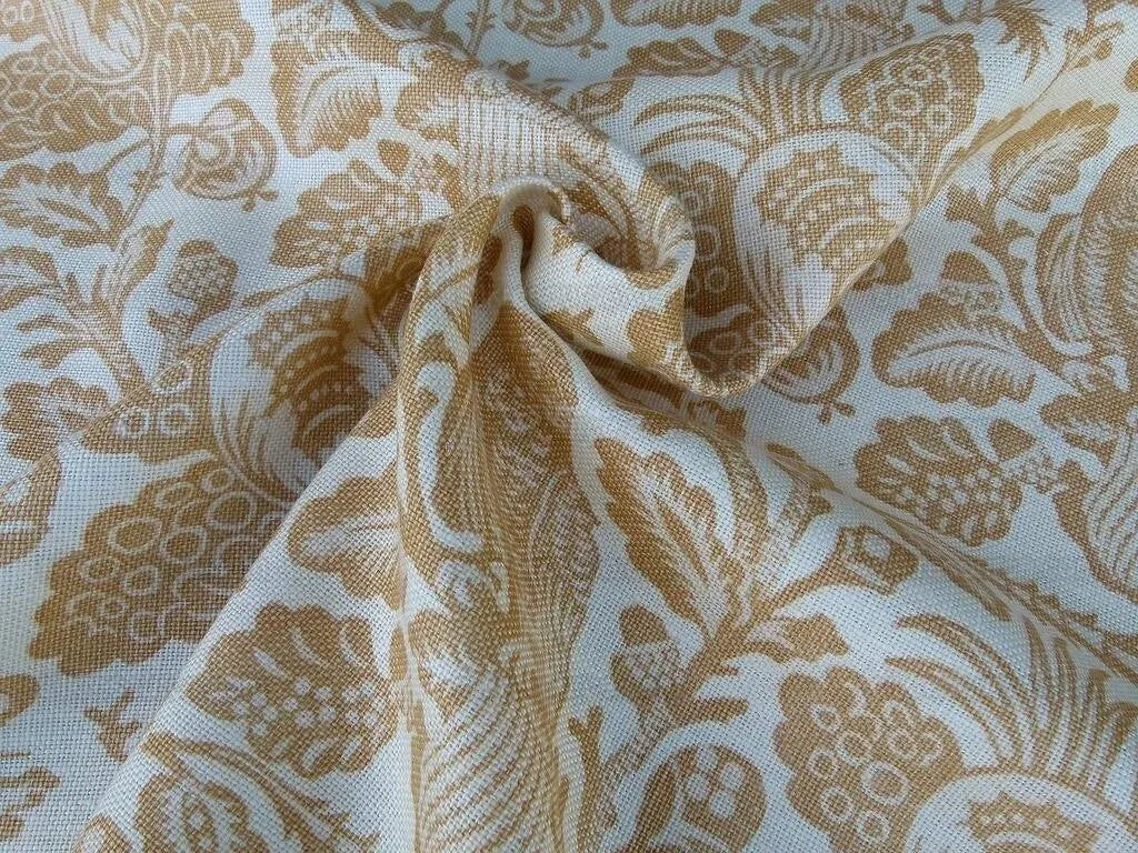 1.3y Gp&j Baker Owls & Fruit Cream/mustard 100% Linen MSRP USD 198/y