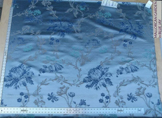 Scalamandre Mallorcan Garden Blue Jay Magical Silk Lampas Mediterranean Rose MSRP USD 324/Y