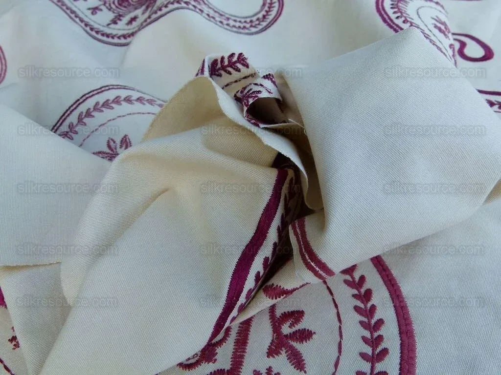 Scalamandre Caitlin Embroidery Paisley Cotton Ruby Red MSRP USD 142y