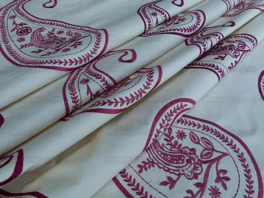 Scalamandre Caitlin Embroidery Paisley Cotton Ruby Red MSRP USD 142y