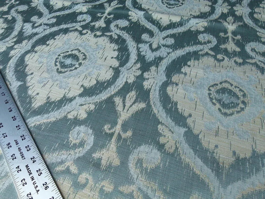 0.5 Yd Scalamandre Libretto Light Teal Blue Medallion Lampas MSRP USD 256/Y (Copy)