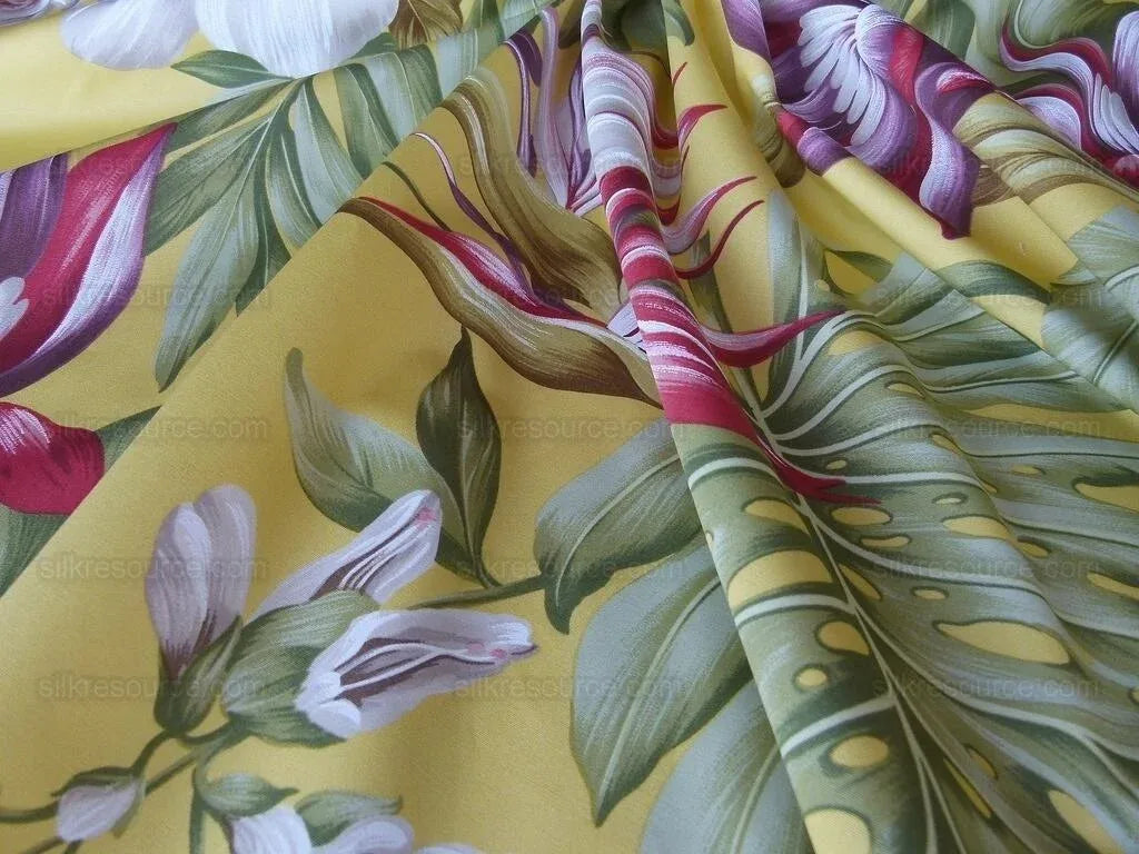 By Yard Scalamandre Key West Gw Yellow Tropical Flower Hibiscus Monstera bird of paradise Banana Print MSRP USD 288/Yd