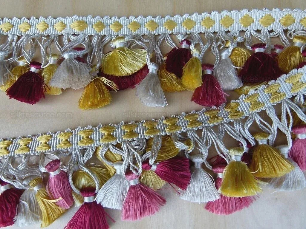 Scalamandre Silk Trim Follies Red Yellow White Coral Tassel Trim MSRP USD 260/Y