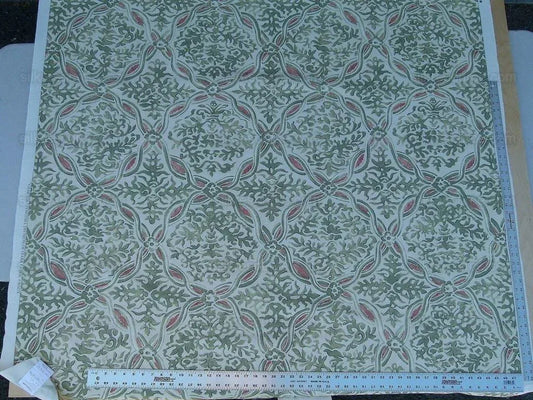 By Yard Scalamandre Grafton Green Terracota Pink Medallion Print MSRP USD292/Y