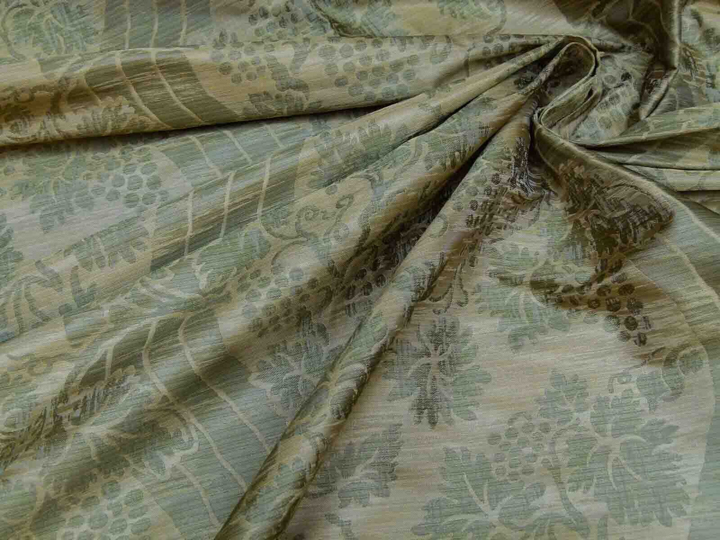 Lee Jofa Arden Silk Color 3 Willow Green Gold Grape Vine Damask Strie Silk Art Nouveau MSRP USD190/Y