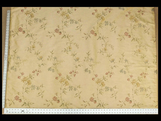 By Yard Kravet Elissa Silk Shimmer Impressionist Garden Golden Glimmer English Garden Rose Bell Flower Lily of Valley Pink Blue Print on Silk MSRP USD 149/Y