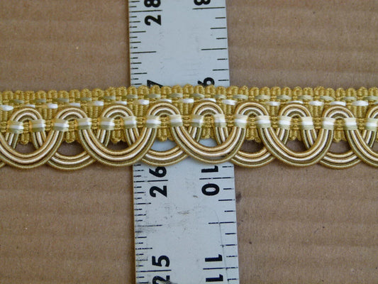 By yard Scalamandre Old World Weavers Tulip Open Scroll Braid Trim Olive Green Gold