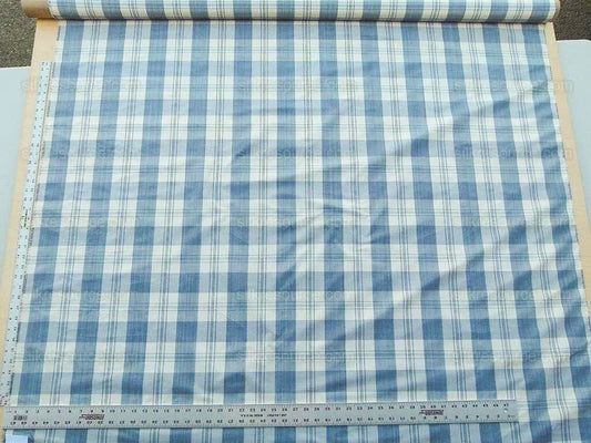 Scalamandre Astor Plaid Indigo Blue Cotton Silk MSRP USD 300/Y by yard