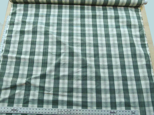 Scalamandre Astor Plaid Pine Deep Green Off White Cotton Silk MSRP USD 300/y by yard