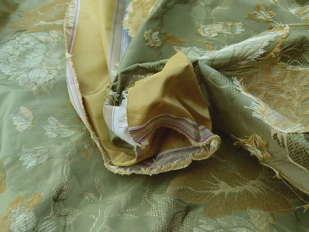 by yard Scalamandre Villa Ornella Stripe Moss & Brass Silk Huge Stripe Old World Weavers MSRP USD 300/y