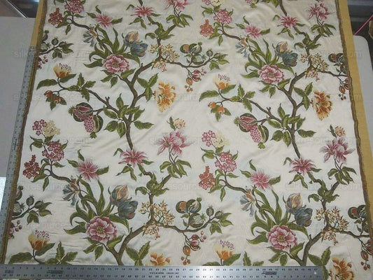 Scalamandre Frida Kahlo Cream/multi Mexican Floral & Fruits Frida Kahlo Old World Weavers Flower Lampas MSRP USD 546/y